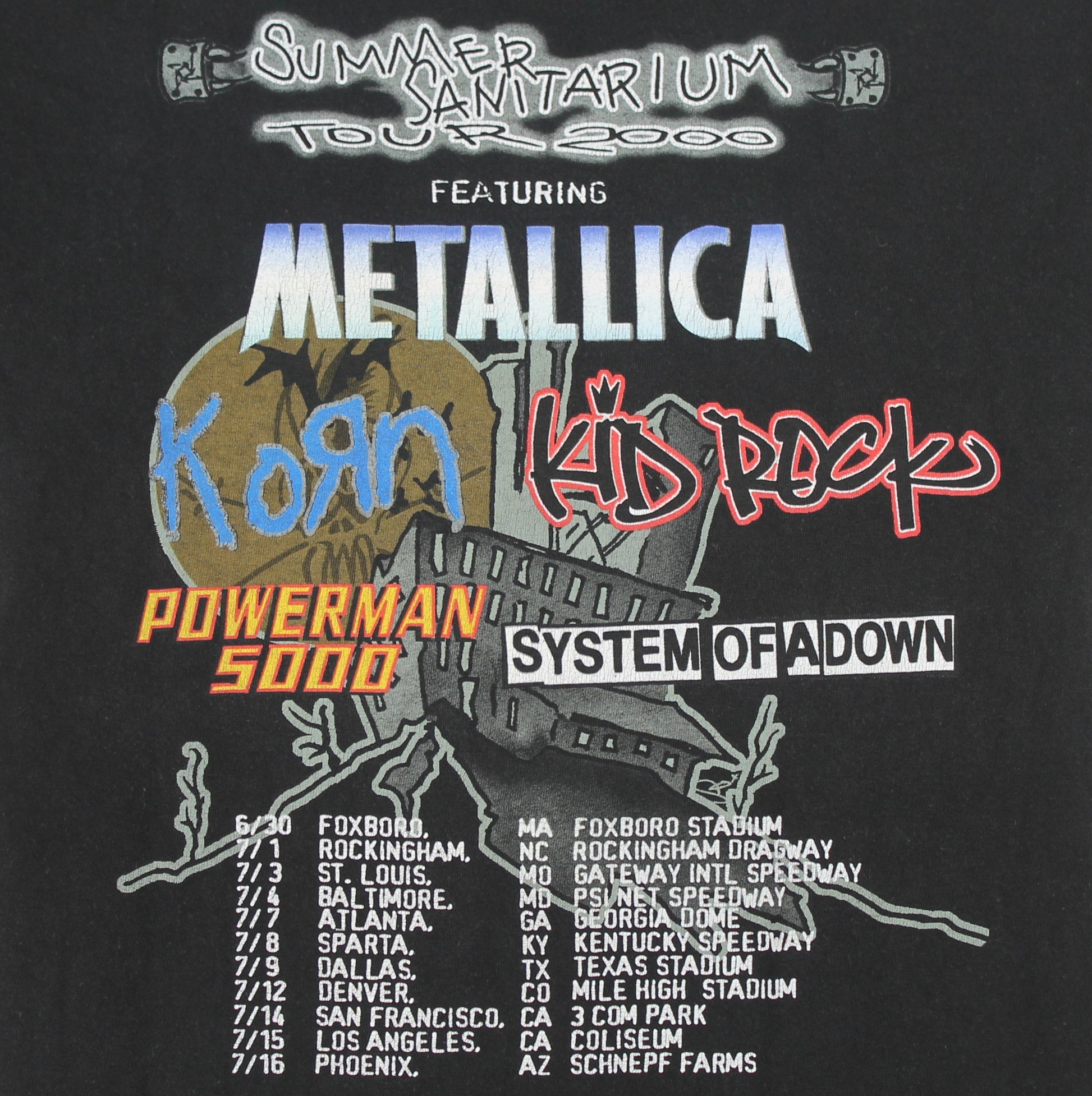 metallica summer sanitarium 2000 shirt l