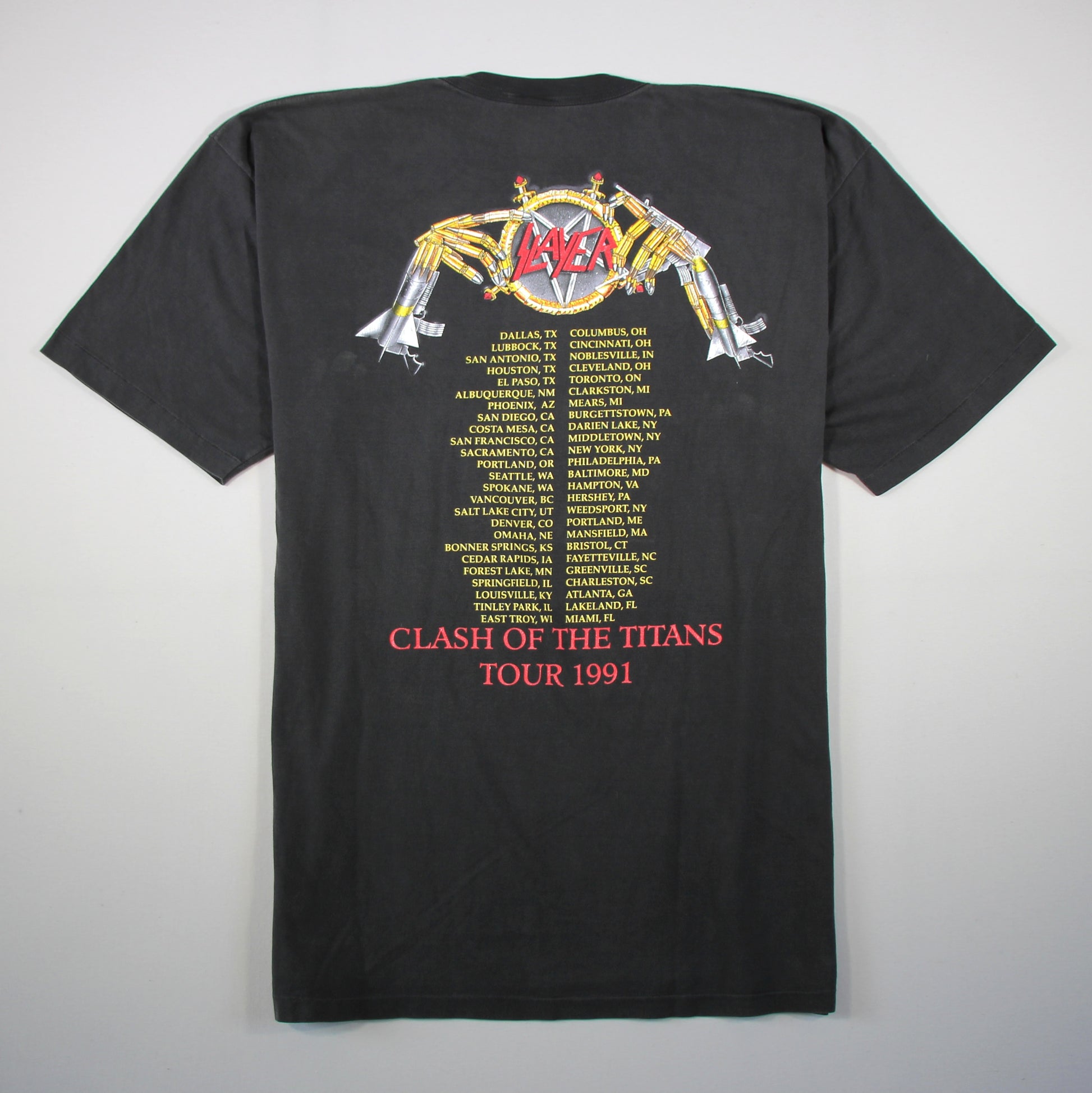 slayer clash of titans tour 1991 vintage shirt xl