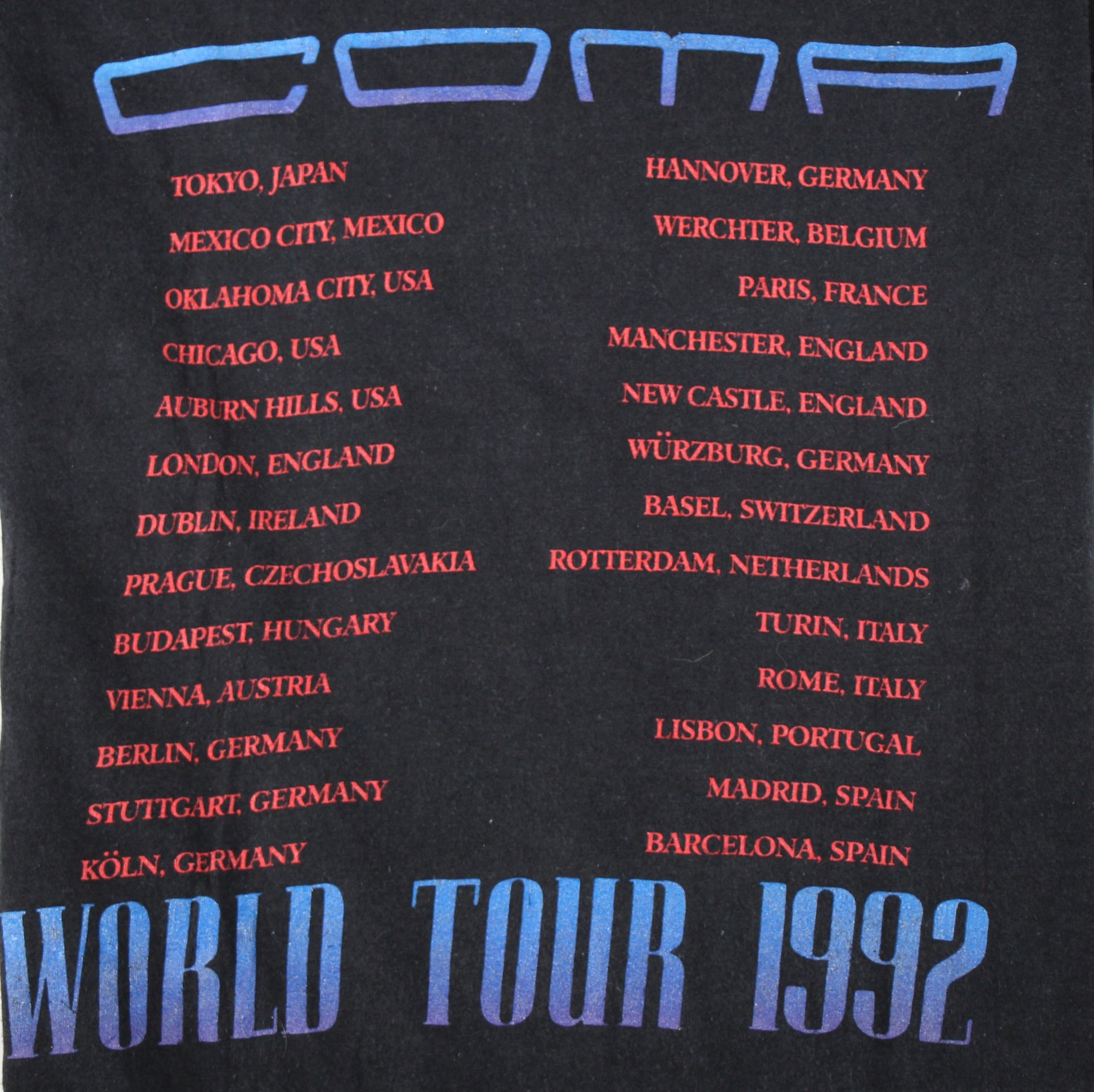 guns n roses comaworld tour 1992 shirt m