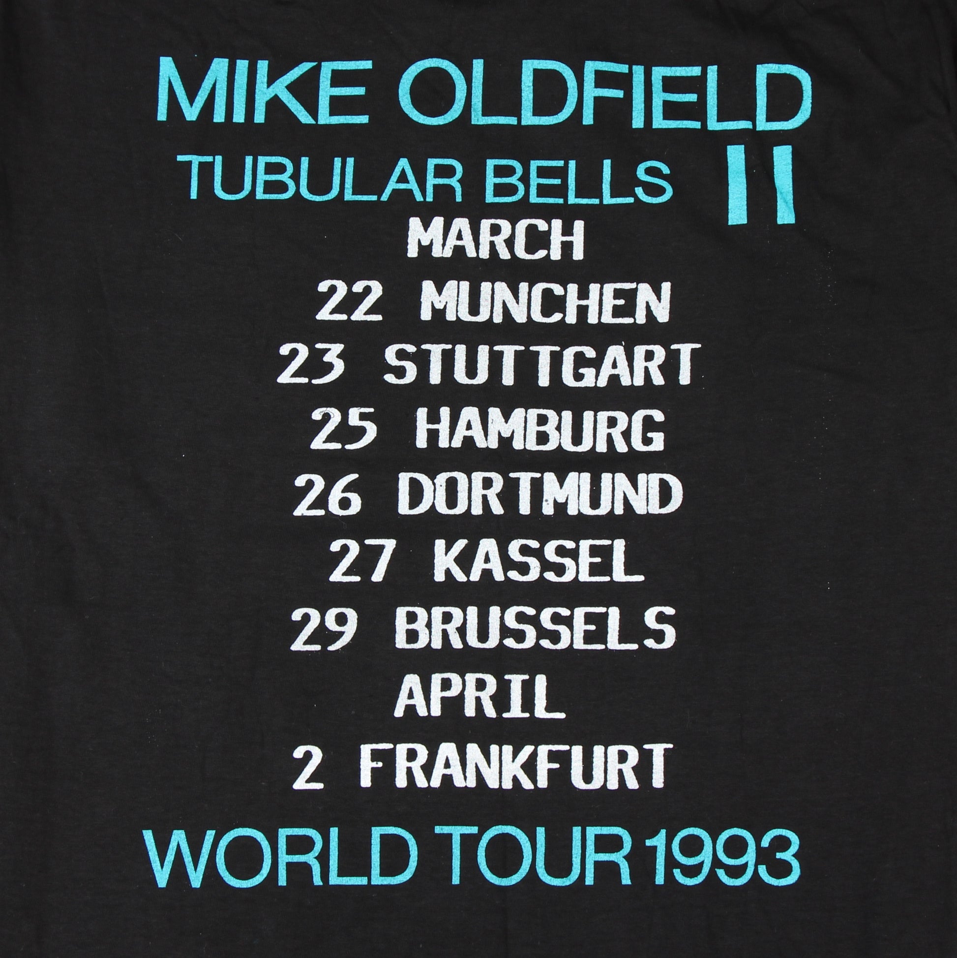 mike oldfield tubular bells ii world tour 1993 vintage shirt xl