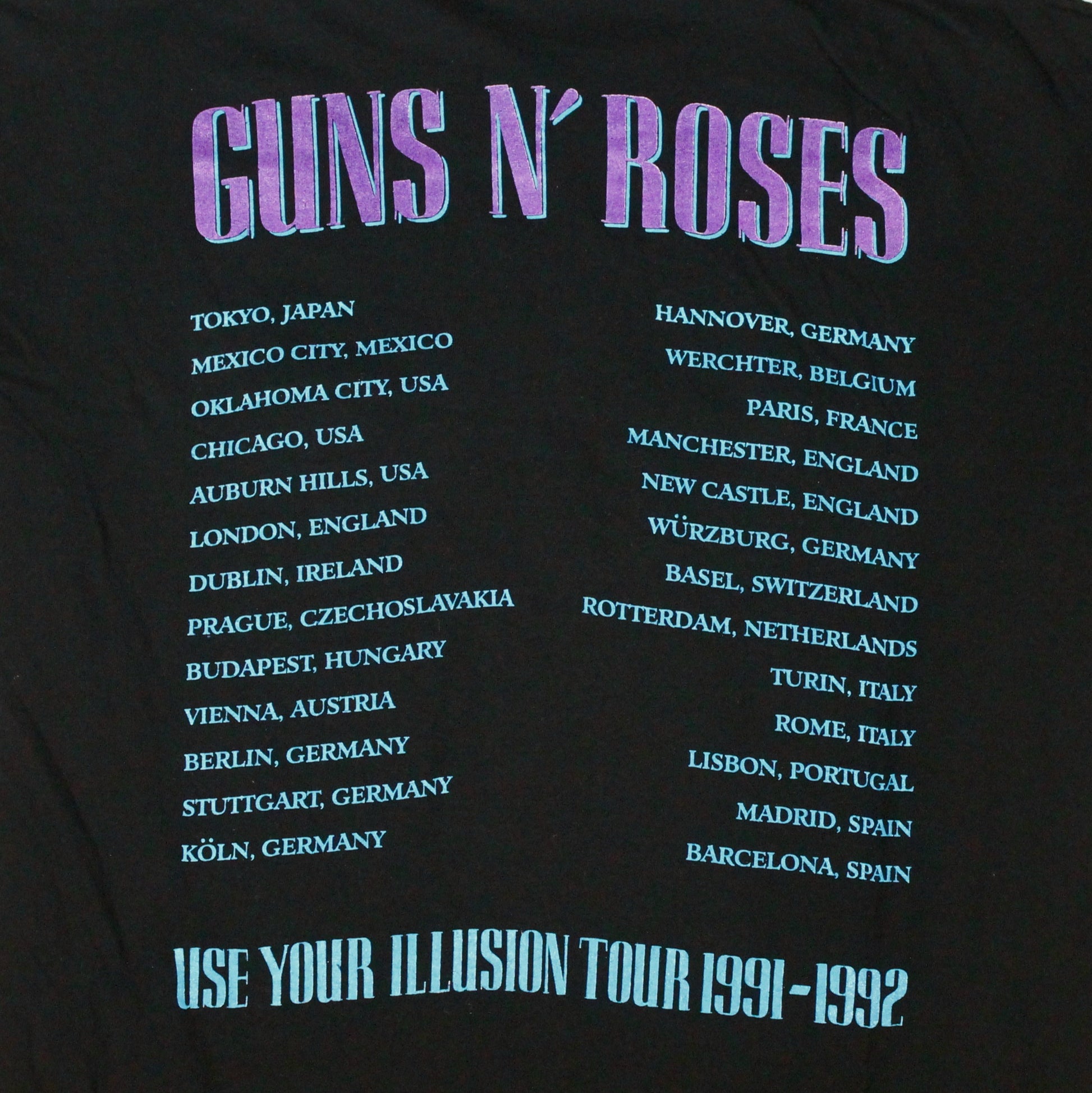 guns n roses use your illusion ii 1991 shirt xl