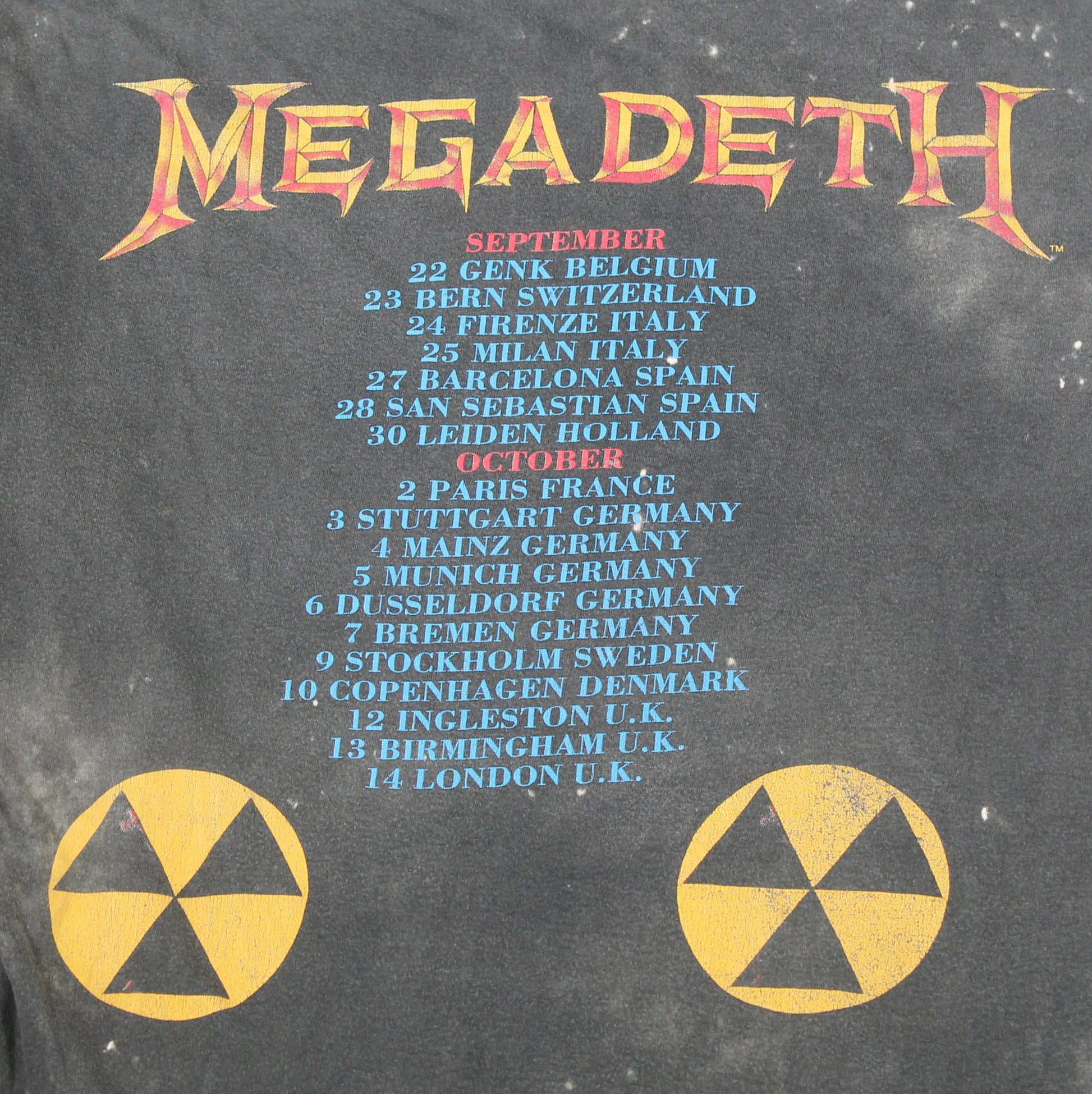 megadeth rust in peace tour 1990 shirt xl