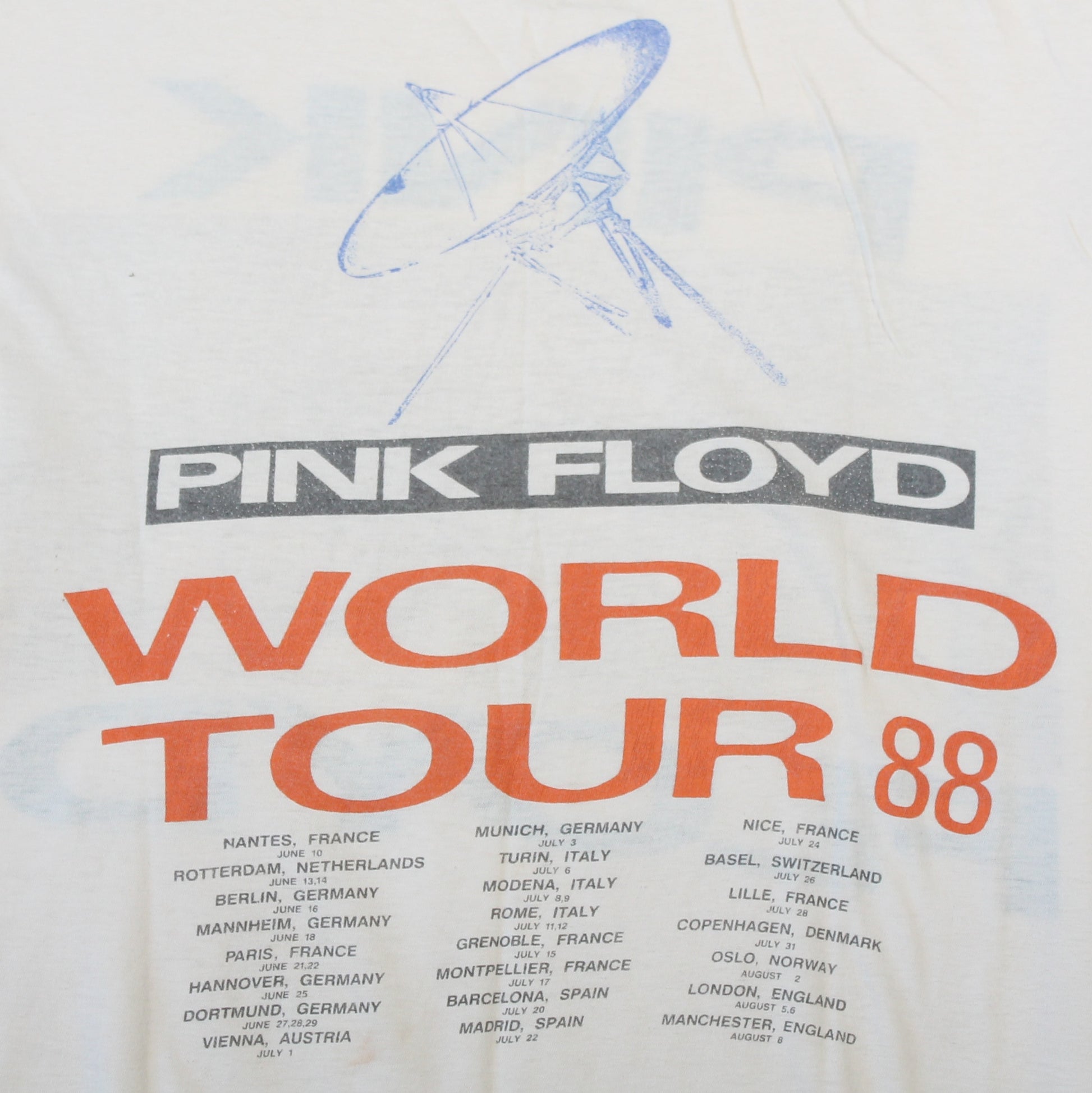 pink floyd world tour 1988 shirt l